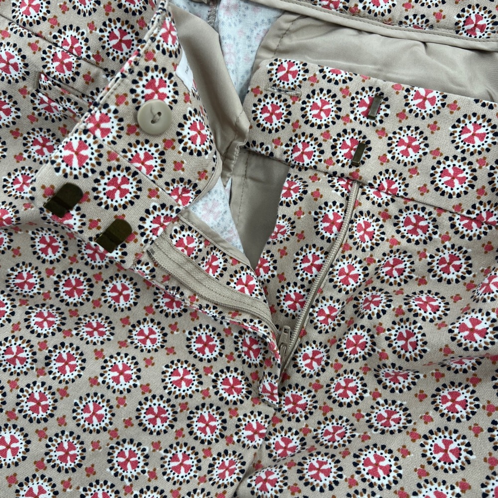 LOFT Riviera Pant Julie Women 14 Tan Pink Geometric Medallion Crop Office Casual - Picture 8 of 8